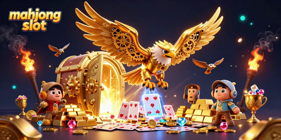Spin and win with mahjong slot—an engaging 3D scene filled with treasures and vibrant game elements.