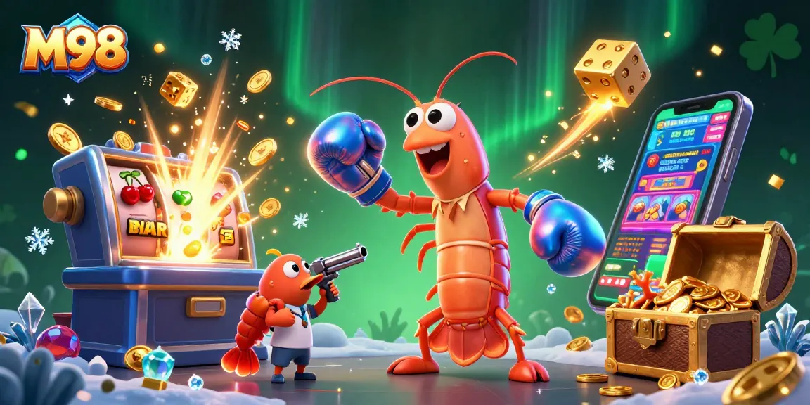 M98 slots game features vibrant visuals with animated characters and exploding slots, perfect for casino enthusiasts.
