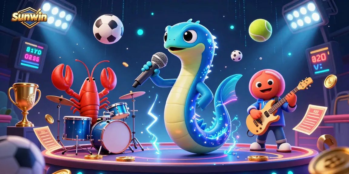 Experience thrilling gameplay with sunwin in this vibrant underwater casino scene featuring a DJ eel!