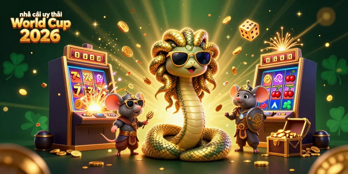 Engaging scene showcasing nhà cái uy tín World Cup 2026 with Medusa, a warrior mouse, and jackpot elements.