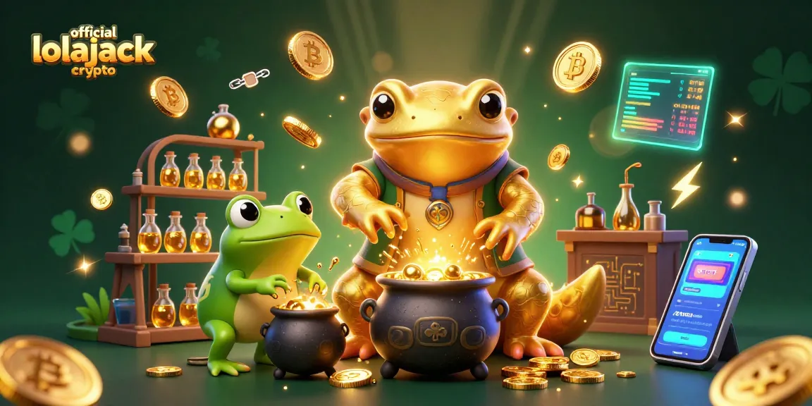Spin and win at official lolajack crypto with golden alchemists and vibrant coins.